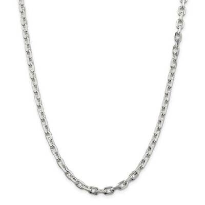 5.4mm Beveled Oval Cable Chain 26 Inch Sterling Silver QCA170-26, MPN: QCA170-26,