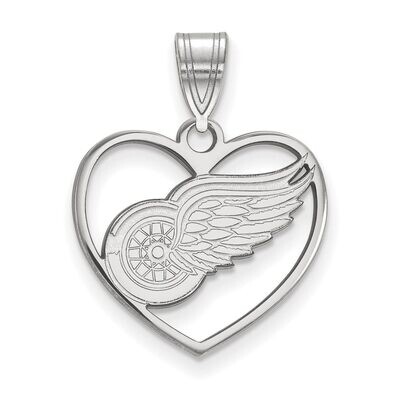 Detroit Red Wings Pendant in Heart Sterling Silver SS017RWI, MPN: SS017RWI, 886774763859
