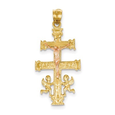 (Yellow and White) Cara Vaca Crucifix Pendant 14k Two-Tone Gold C1427, MPN: C1427, 883957477909