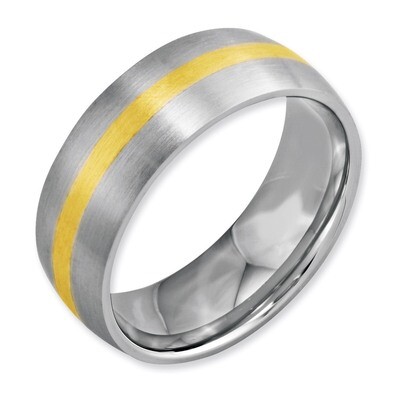 14k Gold Yellow Inlay 8mm Brushed Band - Stainless Steel SR1 by Chisel, MPN: SR1, 883957735320