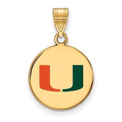 University of Miami Medium Enamel Disc Pendant Gold-plated Silver GP040UMF, MPN: GP040UMF, 88677494…