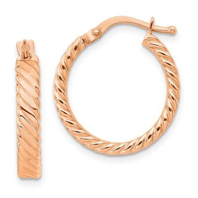 Small 3mm Patterned Hoop Earrings 14k Rose Gold TF863R, MPN: TF863R, 191101021732