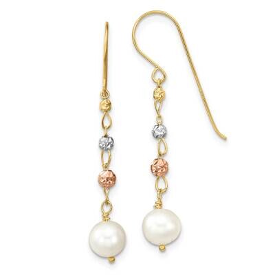 Diamond-Cut Freshwater Cultured Pearls Dangle Earrings 14k Two Tone Gold XF795E, MPN: XF795E, 19110…