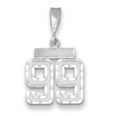 Number 99 Charm Small Diamond -cut 14k white Gold WSN99, MPN: WSN99, 883957120232