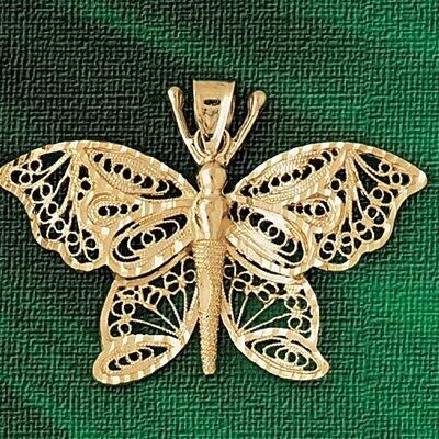 Dazzlers Jewelry Filigree Butterfly Pendant Necklace Charm Bracelet in Yellow, White or Rose Gold 3…