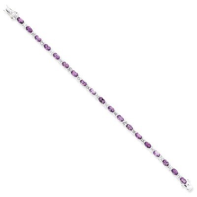 Amethyst &amp; Diamond Bracelet Sterling Silver QX140AM, MPN: QX140AM, 815479015192