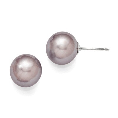 10-11Mm Round Purple Shell Bead Stud Earrings Sterling Silver QMJE10PU, MPN: QMJE10PU, 886774293684