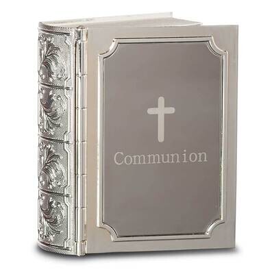 Silver-tone Ivory Enamel Communion Bible Keepsake Box GM23595, MPN: GM23595, 89945623000