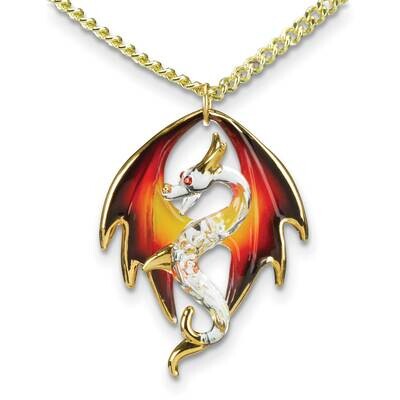 Glass Baron 22K Accent Gold-trim Dragon Gold-tone Necklace GM24954, MPN: GM24954, 708873046056