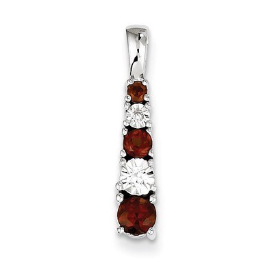 Garnet &amp; Diamond Pendant Sterling Silver QP3117GA, MPN: QP3117GA, 883957462110