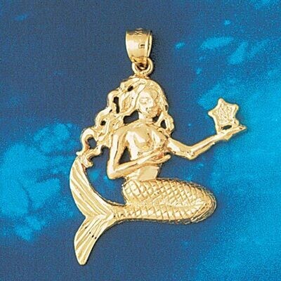 Dazzlers Jewelry Mermaid Pendant Necklace Charm Bracelet in Yellow, White or Rose Gold 1362, MPN: D…