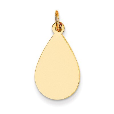 Plain .013 Gauge Engravable Raindrop Disc Charm 14k Gold XM188/13, MPN: XM188/13, 883957447278