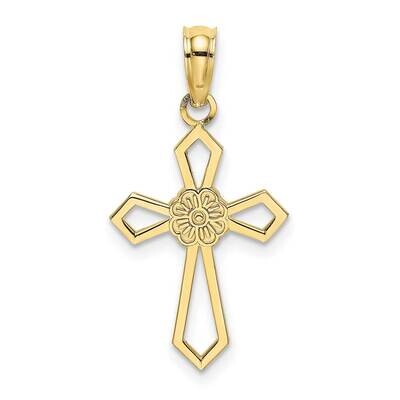 Cut-Out and Flat Cross with Flower Charm 10k Gold 10K8488, MPN: 10K8488,