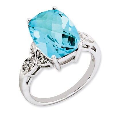 Blue Topaz Ring Sterling Silver QR3201BT, MPN: QR3201BT, 886774171319