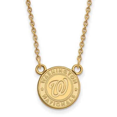 Washington Nationals Small Pendant with Chain Necklace Gold-plated Silver GP006NAT-18, MPN: GP006NA…
