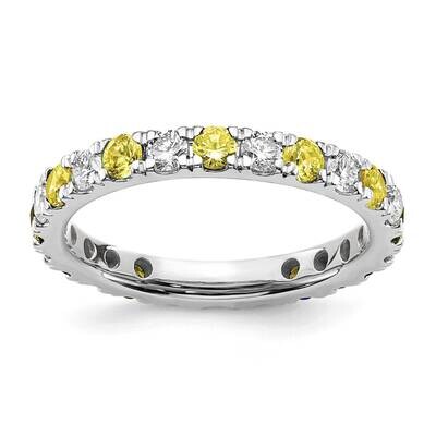 Si1/Si2 G H I &amp; Created Yellow Sapphire Eternity Band 14k White Gold Lab Grown Diamond ET0048-CYS-0…