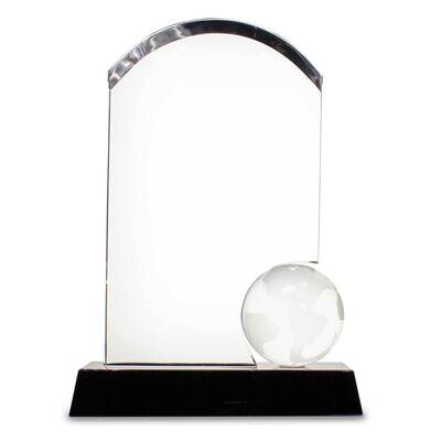 Dome Globe Opti-Crystal Glass Award on Black Base GM21722, MPN: GM21722, 86645850873