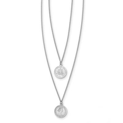 Leslie&#39;s Coin Multi-Strand with 2 Inch Extender Necklace Sterling Silver Rhodium-plated HB-QLF1168-…