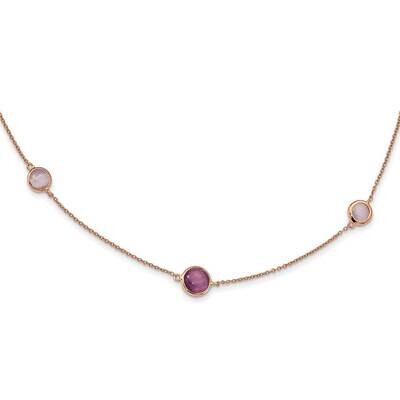 Purple Created Cat&#39;s Eye Necklace Sterling Silver Rose-tone QG5552-36, MPN: QG5552-36, 883957769295