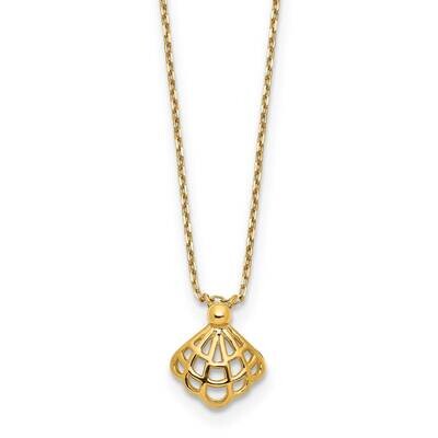 Seashell with 1.25 In Extender Necklace 15 Inch 14K Yellow Gold Polished SF2894-15, MPN: SF2894-15,…