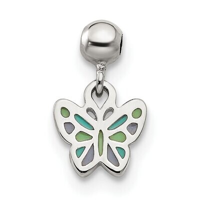 Butterfly Charm Sterling Silver Enamel Dangle QMM115, MPN: QMM115,