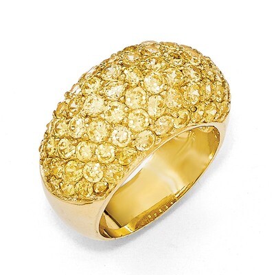 Gold-plated Yellow CZ Ring Sterling Silver QCM1313-6