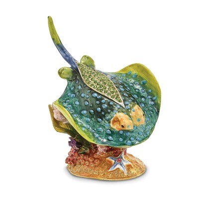 Stingray Trinket Box Enamel on Pewter by Jere, MPN: BJ2147, 191101595479