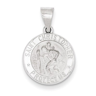 Polished and Satin Saint Christopher Medal Pendant 14k White Gold XR1300, MPN: XR1300, 886774582344