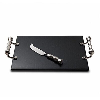 Mary Jurek Ibiza Black Marble Cheese Tray with Knife 15&quot; x 10&quot; HBZ016, MPN: HBZ016, 817658013968