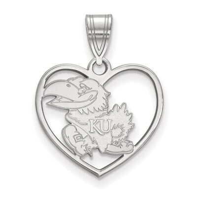 University of Kansas Pendant in Heart Sterling Silver SS013UKS, MPN: SS013UKS, 886774708614