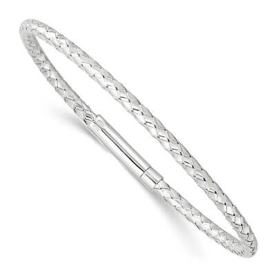 Flexible Weaved Bangle Bracelet Sterling Silver Polished QB1433, MPN: QB1433, 196904154878