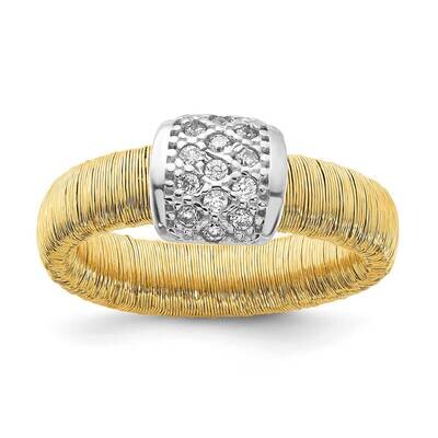 Sterling Silver Gold-tone Wire Wrapped CZ Ring SSCMEI18298-7