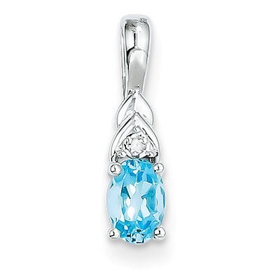 Blue Topaz Diamond Pendant 14k White Gold Genuine XBS259, MPN: XBS259, 883957374055