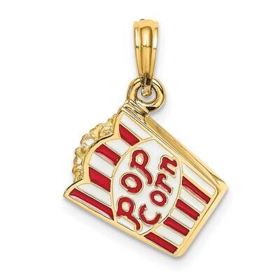 Enameled Bag of Popcorn Charm 14k Gold 3-D K6725, MPN: K6725, 637218114641