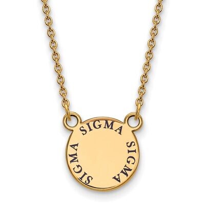 Sigma Sigma Sigma Extra Small Enameled Pendant with 18 Inch Chain Gold-plated Silver GP014SSS-18, M…