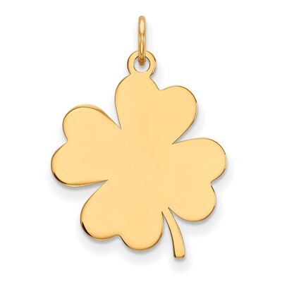 0.018 Gauge Engravable Clover Disc Charm 14k Gold Plain XM636/18, MPN: XM636/18, 883957605036