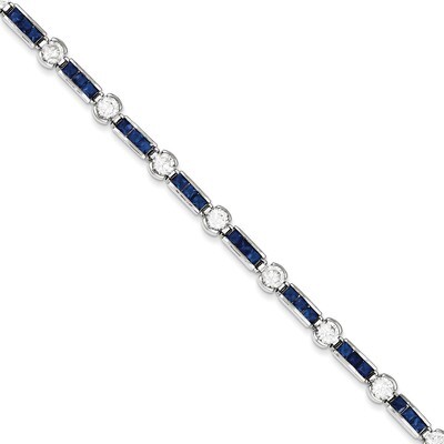 Blue and Clear Diamond Bracelet Sterling Silver QX631CZ, MPN: QX631CZ, 883957262741