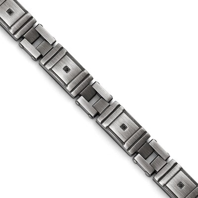 Antiqued Brushed Synthetic Diamond Bracelet - Stainless Steel SRB1650-8.75 by Chisel, MPN: SRB1650-…