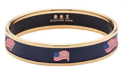Halcyon Days 1cm The Stars &amp; Stripes Navy Gold Medium Bangle Bracelet PBTSS1110GM, MPN: PBTSS1110GM,