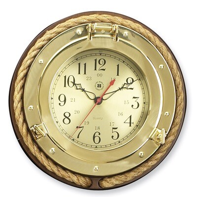 Brass Porthole with Rope Clock GP9953, MPN: GP9953, 797140115014