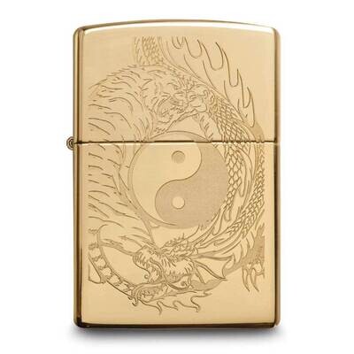 Zippo High Polished Brass Yin Yang Tiger Dragon Design Lighter GM25804, MPN: GM25804, 191693113525