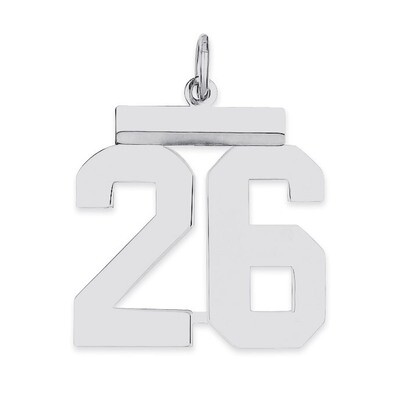 Pendant Number 26 Polished Sterling Silver Medium QMS26, MPN: QMS26, 191101277986