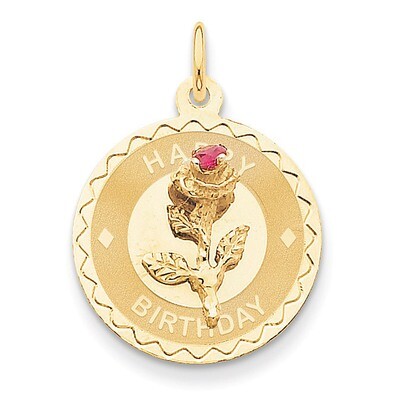 Happy Birthday Disc Charm with Synthetic Diamond Flower 14k Gold XAC760, MPN: XAC760, 886774960548
