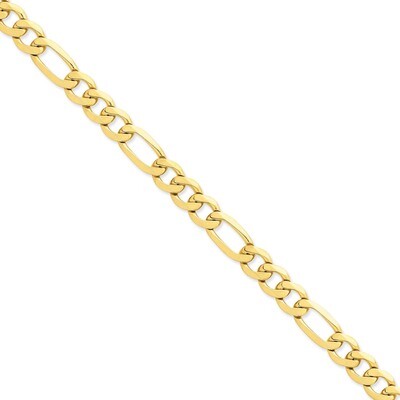 10mm Flat Figaro Chain 20 Inch 14k Gold FFL250-20, MPN: FFL250-20, 886774416809