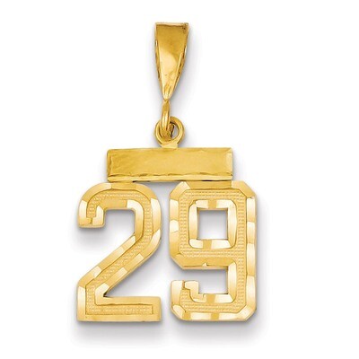 Number 29 Charm 14k Gold Small Diamond-cut SN29, MPN: SN29, 883957104218