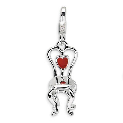 3-D Enameled Chair with Heart Charm Sterling Silver QCC256 by Amore La Vita, MPN: QCC256, 883957332…
