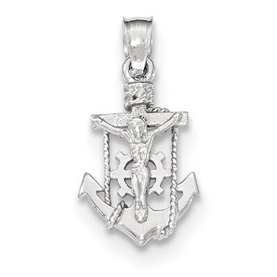 Polished Mariner Crucifix Pendant 14k white Gold K5579, MPN: K5579, 191101455780