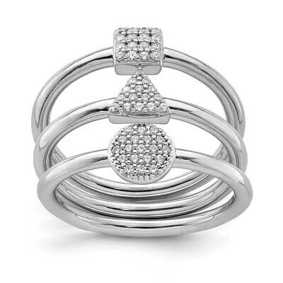 Square/Round/Triangle CZ Diamond Ring Set Sterling Silver Rhodium-plated QR7107, MPN: QR7107, 88677…
