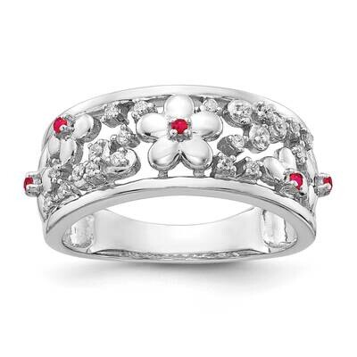 Ruby Flower Ring 14k White Gold Diamond RM3983-RU-012-WA, MPN: RM3983-RU-012-WA, 883957715797