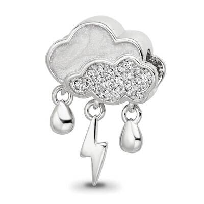 CZ Enamel Storm Cloud Bead Sterling Silver Rhodium-plated QRS4131, MPN: QRS4131,